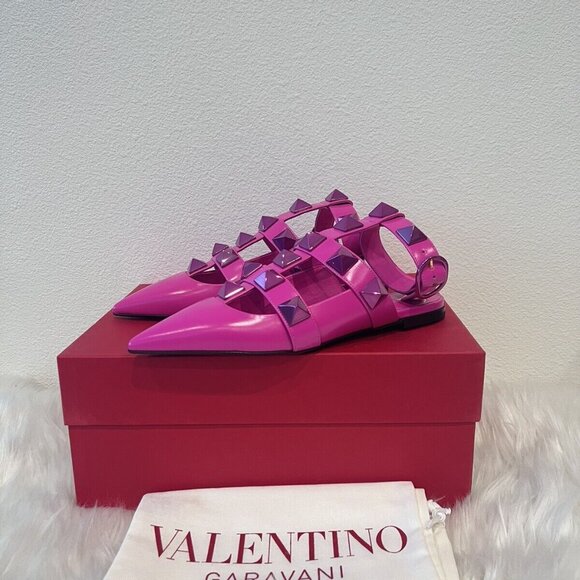 Valentino Garavani Roman Stud Ankle Strap Mule Vlogo Rockstud Cage Flat 36.5/ 38 - Picture 8 of 12